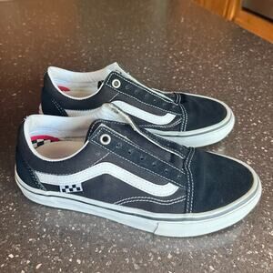 Vans Old Skool Skateboarding Sneakers Black White Mens 6 Womens 8 Suede Skate